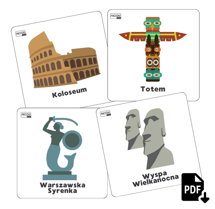 Karty pracy ZABYTKI po polsku do wydruku PDF