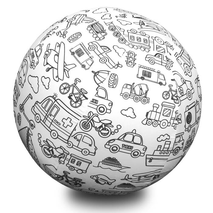 Piłka Balonowa do kolorowania POJAZDY 30 cm