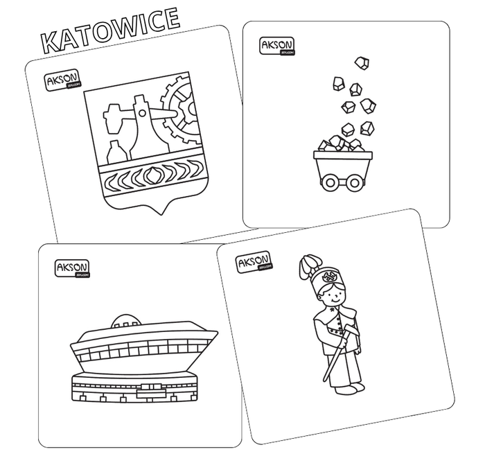 Karty do zabaw KATOWICE zestaw 15 szt. do kolorowania