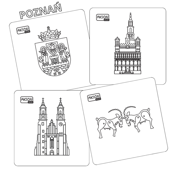 Karty do zabaw POZNAŃ zestaw 15 szt. do kolorowania