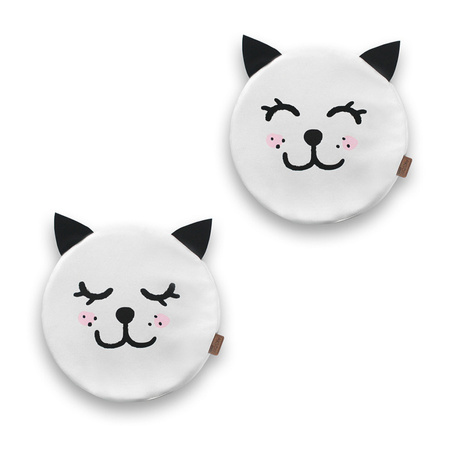 Poduszki białe ekoskóra KOTEK z uszkami 1 szt. 6 cm AKSON