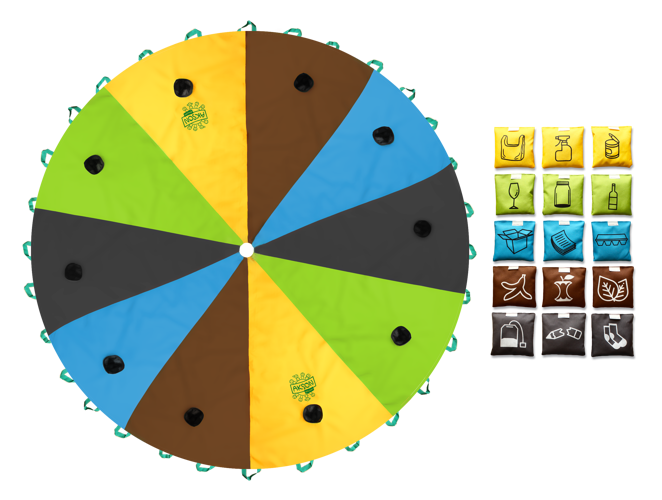 Zestaw Chusta Edukacyjna Recykling AKSON 3m + 15 woreczków