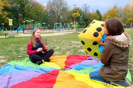 Kostka edukacyjna pastelowa XXL Kropki