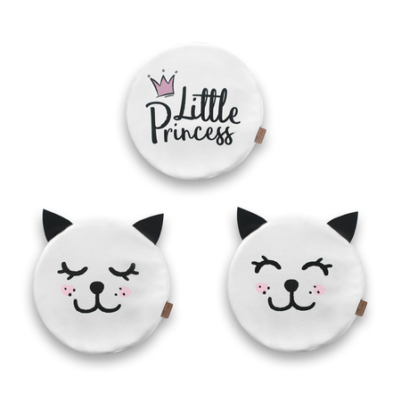 Poduszki białe ekoskóra KOTEK zestaw 3 szt. 6 cm AKSON