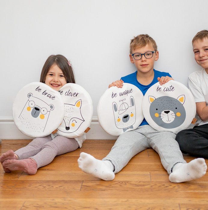 Poduszki ekoskóra zestaw ZWIERZĄTKA AFIRMACJE 3 cm 6 szt. AKSON