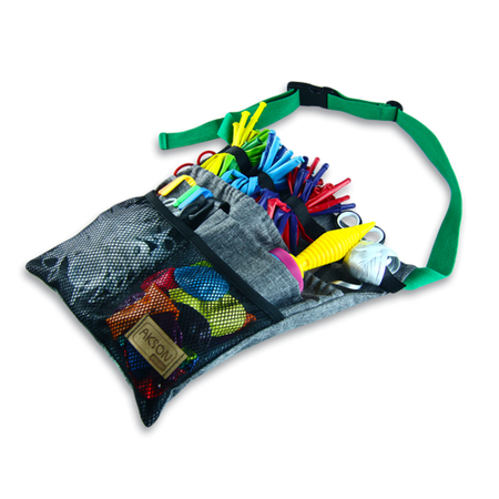 Organizer animatora mały szary z zielonym paskiem