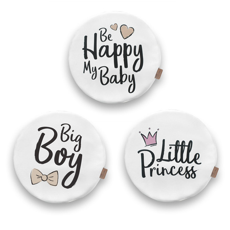 Poduszki białe ekoskóra NAPISY 1 szt. 6 cm AKSON