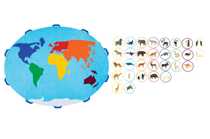 Zestaw Mata Edukacyjna Mapa Świata Zwierzęta 30 rzepów