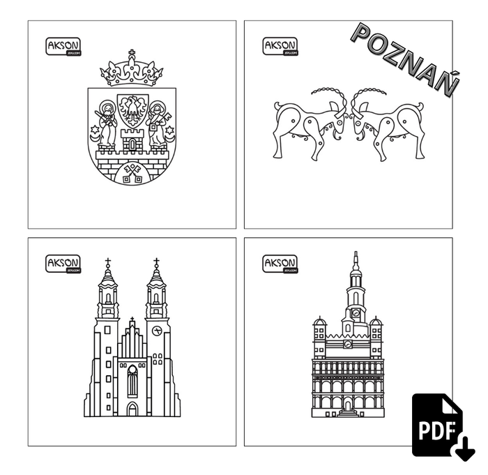 Karty do zabaw POZNAŃ zestaw 15 szt. do wydruku PDF