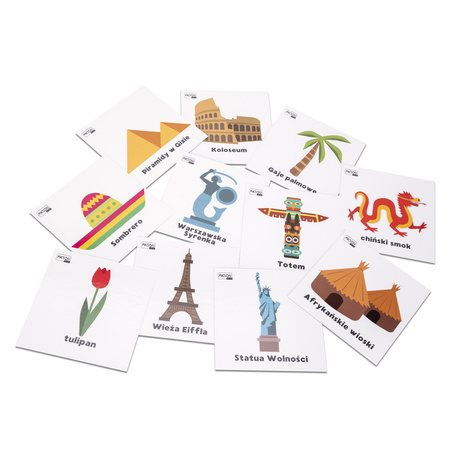 Karty pracy ZABYTKI po polsku 10 x 10 cm 52 sztuki