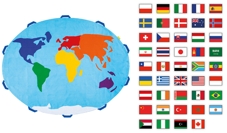 Zestaw Mata Edukacyjna Mapa Świata Flagi